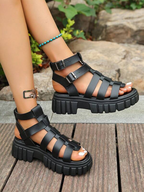 2025 Women's New Fashion Hollow-Out Woven Sandals, Comfortable Casual Rome Style Sandals For Summer