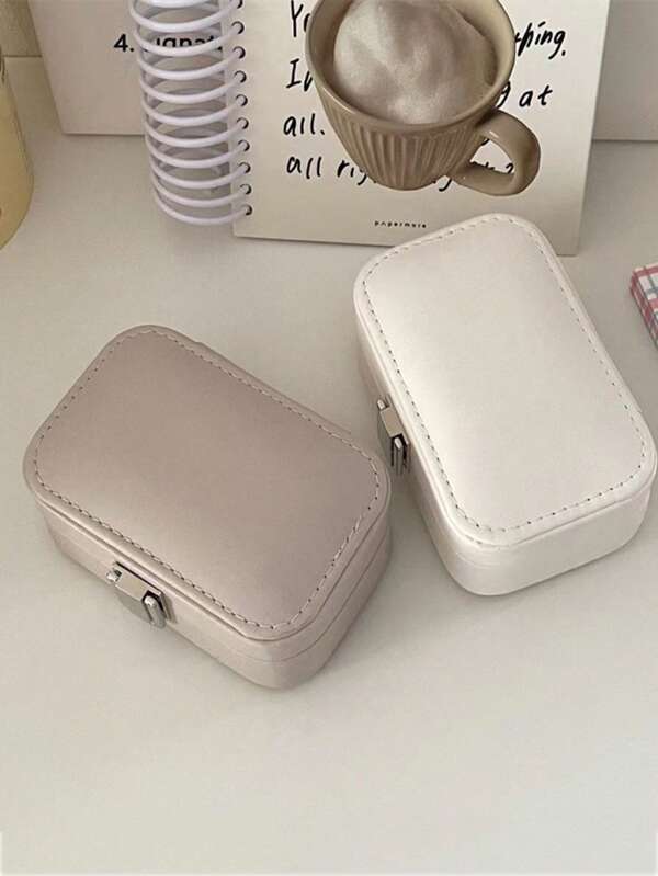 1pc Jewelry Box, Travel Portable Jewelry Storage Box, Large Capacity Solid Color Ring Organizer Case, Premium Organizer For Women Storage Organizer Travel Essentials Father Gift