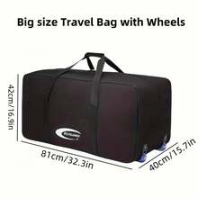 1 件多功能超大轮式行李袋，大容量便携式旅行行李袋，可折叠旅行袋，多功能行李袋 - 带延长手柄，升级光滑水晶轮 - 适合长途/短途旅行、旅行、搬家、校园包，适用于学校配件学校用品