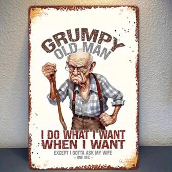 Room Decoration 1pc Old For Man Humor Iron Metal Sign, 20.32x30.48 Cm Vintage Wall Decor, Funny For Man Cave Garage Decoration, Home Office Bedroom Living Room Art, Friends Gift, New Home Gift