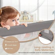 New Recommended Extra Long 150cm Bed Rail Safety Guard For Toddlers With Foldable Mesh Protection Barrier Gray - Grey - View 3