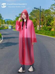 TIANPINGZHAOHUI Verdickte Kapuzen Regenponcho, Outdoor Regenkleidung aus TPU Material, 118cm x 70cm, rot