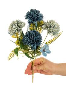 1 PIEZA Flores artificiales de seda Ramo de hortensias Crisantemo Plantas de plástico Ramo de novia Decoración de flores falsas para el Día de San Valentín Decoración de boda Material para coronas DIY Accesorios de decoración de flores para la muñeca de la novia Decoración del automóvil de boda Decoración del arco del dintel Hogar, comedor, dormitorio, decoración de florero Materiales de decoración para fiesta de cumpleaños, Año Nuevo, otoño