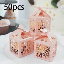 50 piezas Cajas de caramelos elegantes con corte láser con diseño de mariposa - Cajas de regalo de papel marrón para bodas, aniversarios, cumpleaños - Patrones geométricos intrincados, perfectas para obsequios de fiesta y decoración, regalos de verano, regreso a la escuela, útiles escolares, decoración de habitaciones