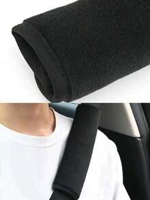 1pc/2pcs Car Plush Seat Belt Shoulder Cover Car Protective Belt Cover Children's Pink Car Accessories General Creative Car Seat Belt Cushion Cover - Black - View 7