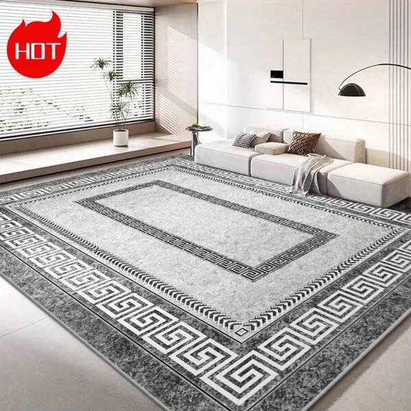 Grand tapis de luxe/tapis d'extérieur, présentant un nouveau design pour une portabilité facile, fabriqué à partir d'un matériau en velours cristal haute technologie avec une surface tricotée haute densité résistante à la décoloration et à l'abrasion, et facile à nettoyer. Le dessous est conçu avec de grosses particules pointillées pour augmenter la friction et prévenir le glissement. Lavable en machine.