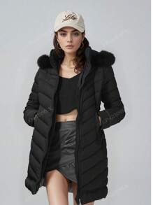 Piumino da donna taglie forti Cappotto ripiegabile con cappuccio imbottito leggero trapuntato