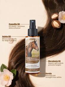 GJYC PET Huile pour crinière et queue de cheval à l'odeur de melon fruité - Renforce, brille et répare les pointes fourchues | Mélange de jojoba, macadamia et kératine | Démêlage facile et lisse, protection contre la chaleur et les UV (100 ml)