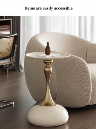 This Is A Special Gift That Can Be Given To Family And Friends Who Have Just Moved. Hand Polishing And Welding Processes. White Round Table Coffee Table, Black Creative Side Cabinet