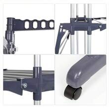 Clothesline, 4-Tier Vertical Folding Clothes Drying Rack With Wheels, Large Drying Space, Stainless Steel Clothesline For Outdoor And Indoor Use - TENDEDERO-4P-gRIS - View 6