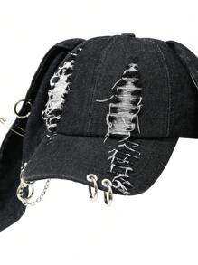 DareSee 1pc Women's New Y2K Distressed Rabbit Ear Baseball Cap, Punk Street Hip Hop Style Snapback Hat MusicFest Y2KFest Back To School Autumn Christmas Christmas Winter Christmas Gifts