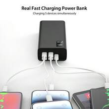 Power Bank, 60000mAh USB C Portable Charger, External Battery Pack Fast Charging For Phones, Pad, Headphones, Large Capacity Backup Power Supply For Travel, Outdoor, Camping, Emergency Power Bank Suitable For Summer Holiday Outdoor Travel/Camping And Emergency Backup Mobile Power Supply Gifts For Family, Friends, Birthday Power Display - Black - View 6