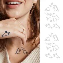 Set de 2 hojas de tatuajes temporales con diseños minimalistas lindos de lazos y patrones de maquillaje, a prueba de agua y sudor, diseño de arte corporal realista y no reflectante, regalo ideal - Negro - Ver 9