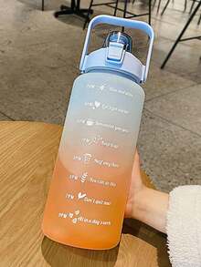 1 个 2000ml（64oz）大容量渐变激励水瓶，带时间标记和吸管，防漏 Tritan 运动水壶，便携式健身房旅行饮料杯，夏季每日饮水量提醒瓶，送给成人的独特实用礼物