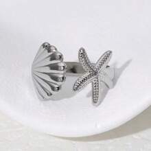 1pc Boho Ocean Style Minimalist Geometric Starfish Design Adjustable Toe Ring For Women