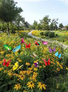 20pcs Colorful Garden Butterfly Stakes, Decorative Waterproof Butterfly Garden Stake, Decor 3D Butterfly Party, Supplies Yard Stakes For Garden Patio Lawn, Rnaments Party Plant Pot Decorations, Wedding Decoration, Garden Decoration, Valentine's Day Modern Home Decorations, Flower Pots And Bonsai Glowing Colourful Decorations, Garden Decor, Garden