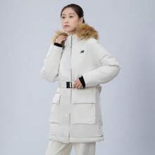 New Balance Chaqueta de mujer para deportes al aire libre, casual, cortavientos, cálida y cómoda con cuello de piel