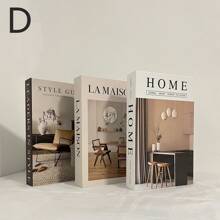 3 Peças Decoração de Livro Falso Dobrável Moderna, Estante de Livros Decorativa Minimalista Ornamento de Mesa