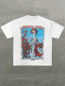 Para hombre,Camisa con Tema de la Banda "": Estilo Musical y Nostálgico,Camiseta casual de cuello redondo y manga corta con estampado,adecuada para uso diario en primavera y verano,unisex - Blanco - Ver 1
