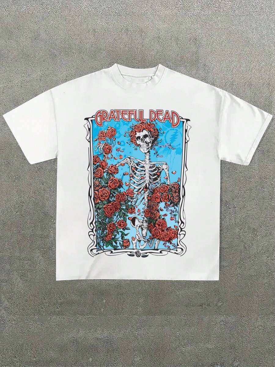 Para hombre,Camisa con Tema de la Banda "": Estilo Musical y Nostálgico,Camiseta casual de cuello redondo y manga corta con estampado,adecuada para uso diario en primavera y verano,unisex - Blanco - Ver 1