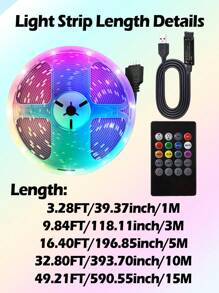 1 szt. Taśmy LED z kontrolą dźwięku, z 20-klawiszowym pilotem, elastyczne zastosowanie, regulowany kolor, bardzo łatwe w instalacji, do sypialni, sufitu, świateł nastrojowych na imprezę, świateł nastrojowych na święta, prezentów świątecznych