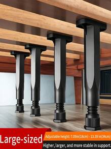 4 Adjustable Bed Frame Support Legs, Heavy-Duty Support Legs For The Bed Frame Center Plate, Additional Durable Plastic Steel Furniture Feet, Suitable For Large Beds, Sofas, And Tables, Adjustable Height (7.09 "-13.39")