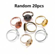 10/20 piezas de base de anillo ajustable de acero inoxidable apta para cabujones de cristal de 10/12/14/16/18/20/25 mm para hacer manualidades y joyería DIY