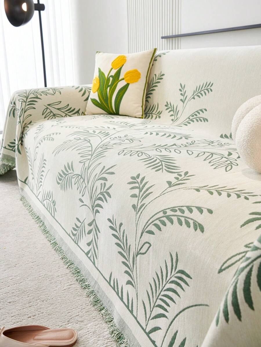 1pc Chenille Tassel Sofa Cover, Anti-Slip, Dust-Proof, Scratch Resistant, Decorative Sofa Protector, Suitable For Living Room, Bedroom, Office, Car, Pet Friendly, Fits 1 Seat, 2 Seat, 3 Seat, 4 Seat, L-Shaped Sofa, All Seasons