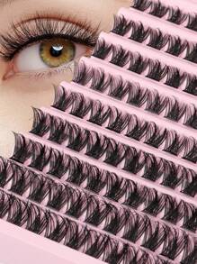 DAIFIYAN Pestañas magnéticas individuales con volumen, 10 filas, 120 racimos, estilo D-Curl, suaves y desflecadas, extensiones de pestañas de bricolaje para maquillaje