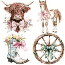 1 包复古乡村西部牛仔蝴蝶结牦牛靴帽装饰贴纸，适用于剪贴簿、日记、相册、工艺品、学校用品