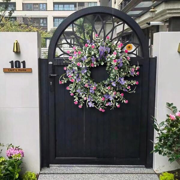 1 Stück künstlicher Blumenkranz, Design mit lila Texas Wildblumen, Dekoration für Zuhause, Garten, Unabhängigkeitstag