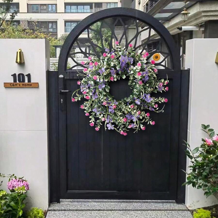 1 Stück künstlicher Blumenkranz, Design mit lila Texas Wildblumen, Dekoration für Zuhause, Garten, Unabhängigkeitstag