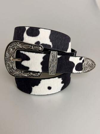 Cowboy Western Cow Print Belt | Must-Have For Y2K Sweetcore Girls 2025's Hottest Combo! Influencers Can't Stop Styling Y2K Western Belt Your Versatile Styling Solution Halloween, Casual, Business, Street,  Boho, Western, Outdoor, Gift For Men, Husband, Boyfriend, Father, Dad, Christmas