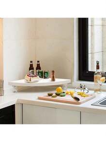 1 pezzo Mensola ad angolo, Organizer per ripiano da bagno, Scaffale da bancone da cucina, Alzata in legno per piano cucina, Vassoio decorativo rialzato, Sostegno per piante d'angolo, Organizer per bar da caffè per il piano cucina
