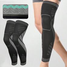 1 Pair- Long Knitted Compression Knee Sleeves, Full Leg Compression Sleeves, Long Knee Braces Support, Knee Braces For Men& Women, Apply Full Leg Pressure During Exercise, Suitable For Daily Life, Work, Fitness Running, Basketball, Volleyball! Gym Accessories Knee Support Sports Knee Pads Gym Knee Pads