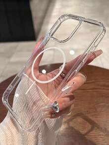 Simple Acrylic Magnetic Wireless Charging Transparent Phone Case Compatible With IPhone 17 Pro Max/17 Pro/17 Air/17/16 Pro Max/16/16 Pro/16 Plus/11/15/15 Pro/15 Pro Max/12/13/14 Pro Max/XS/XR/11 Pro/11 Pro Max/12 Pro/12 Pro Max/13 Pro/13 Pro Max/7 Plus/14 Pro/14 Pro Max/14 Plus/7 Plus/8 Plus/8/SE2/12 Mini/13 Mini, Durable And Anti-Yellowing Hard Shell