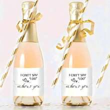 علامات صغيرة على زجاجات الشمبانيا للطلب من الصديقات لحضور حفل الزفاف - مجموعة من 10/20 - فكرة هدية صندوق "لا أستطيع أن أقول نعم دونك"