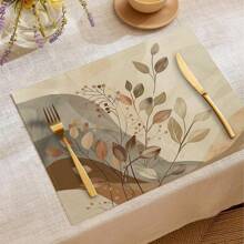 1pc/4pcs/6pcs Everyday Decor Placemats, Floral Leaf Linen Placemats, Stain Resistant Placemats, Suitable For Home, Dining Room And Restaurant, Tabletop Decoration, Home Goods