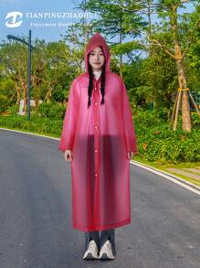 TIANPINGZHAOHUI Verdickte Kapuzen Regenponcho, Outdoor Regenkleidung aus TPU Material, 118cm x 70cm, rot