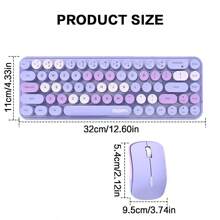 MOFII Ensemble clavier et souris sans fil mini MOFII de 68 touches à touches rondes, avec combiné clavier et souris sans fil portable de couleurs mélangées pour PC/ordinateur portable/bureau