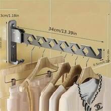 可调节角度壁挂式晾衣架，可折叠大容量金属衣架和干衣机收纳架，晾衣架 - 彩色 - 查看 3