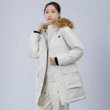 New Balance Chaqueta de mujer para deportes al aire libre, casual, cortavientos, cálida y cómoda con cuello de piel