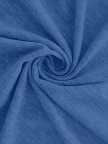 Plus Women Gap V Neck Casual Tee T Shirt Tops - Blue - View 3