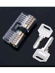 Set de 7 piezas para abrir cerraduras con una cerradura de entrenamiento transparente 2 en 1 de LockCowboy. Gadgets geniales para hombres e incluye guías electrónicas para cerrajeros principiantes y profesionales, también se pueden utilizar para decoración.