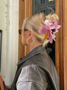 1pc Women Hawaii Inspired Artificial Plumeria Flower Hair Clip Accessory, Suitable For Hawaii Vacation, Photo Shoots, Casual Outfit, Hair Decoration