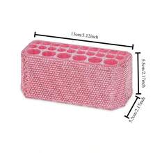 1 pieza Soporte de brochas de maquillaje de lujo con rhinestones, estante de almacenamiento de herramientas cosméticas, organizador de 26 agujeros para brochas de maquillaje y delineadores, soporte de exhibición para tocador, esencial para viajes, vida diaria, bodas, regalos de cumpleaños, fiestas, adorno decorativo enjoyado - Multicolor - Ver 3