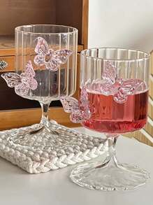 1pc Butterfly Stem Champagne Glass, Cocktail Wine Glass, High Borosilicate Glass Cup, Suitable For Dessert Shop, Home, Office, Gifts