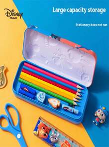 Disney 1pc Disney Double-Layer Metal Stationery & Pencil Case With Cute Cartoon Design, High-Quality Aesthetic Storage Organizer For School, Office, Home Use - Perfect Gift For Back To School, Graduation, Birthday,Pencil Pouch,School Bag