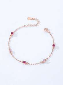 Pulseiras de corrente ajustável de zircônia colorida de prata esterlina 925 da moda para mulheres, joias para festa de aniversário, presente