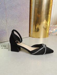 2025秋冬新款女士时尚黑色高跟鞋，粗跟，优雅闭趾玛丽珍凉鞋，夏季中跟鞋，优雅女士高跟鞋，派对装扮 - 黑色 - 查看 7